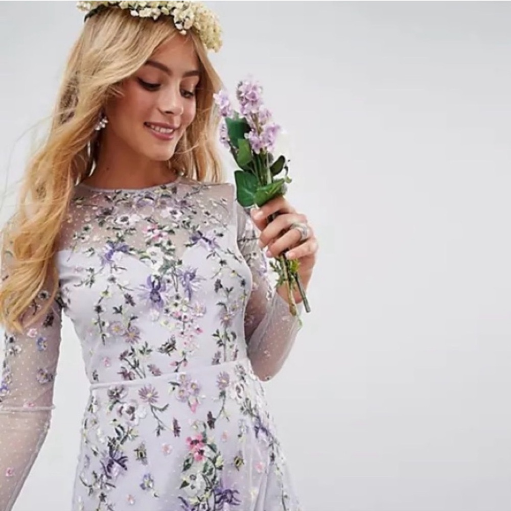 ASOS Pastel Floral Long Sleeve Dress NWT size 6